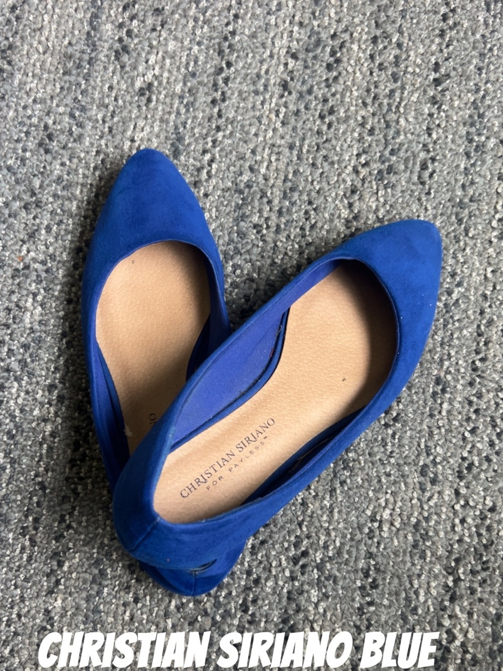 Christian Siriano Cobalt Suede Pointed-Toe Flats